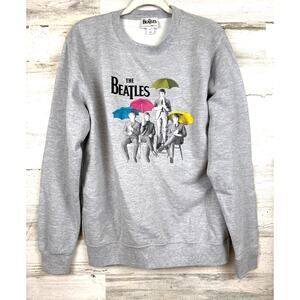 Just Hoods Womens M Gray Beatles Umbrella Sweatshirt Music NEW